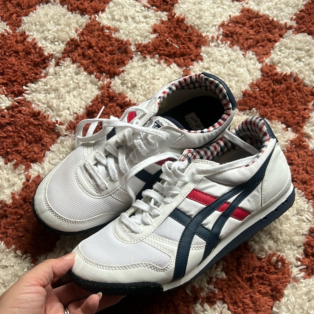 ONITSUKA TIGERS RED WHITE BLUE PLAID SNEAKER